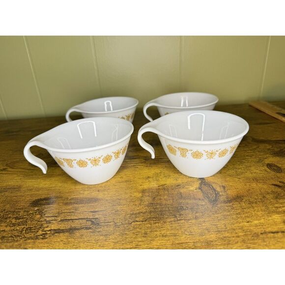 Vintage Corning Corelle Butterfly Gold Coffee Cup Vintage Open Hook Set Of 4 - Picture 5 of 6